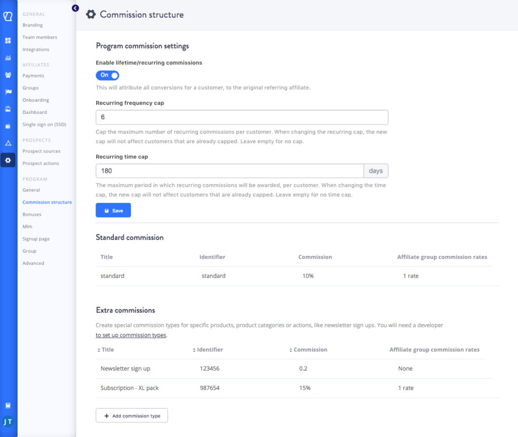 Flexible Affiliate Commissions