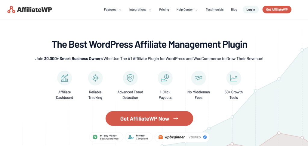 AffiliateWP homepage