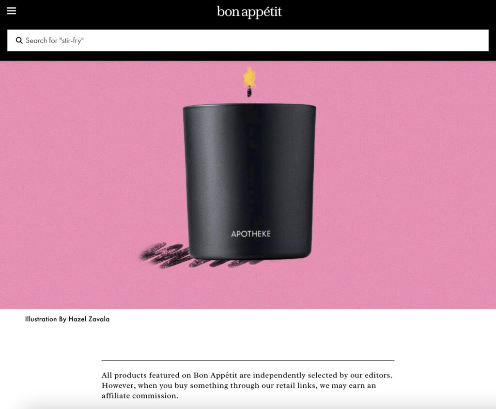 Bon Appetit affiliate article 