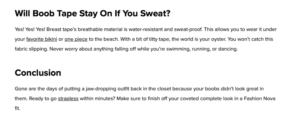 Fashion Nova Content Example