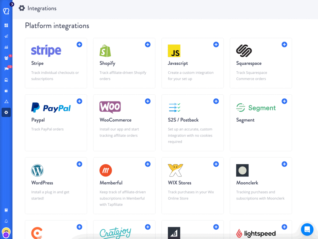 Affiliate Marketing software: integrations