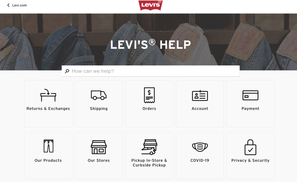 Levi's help page examle