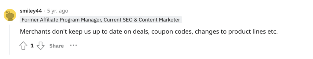 Affiliate complaining about brands not communicating effectively.