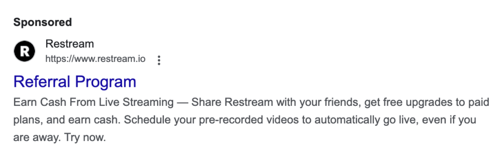 paid ad on Google screenshot