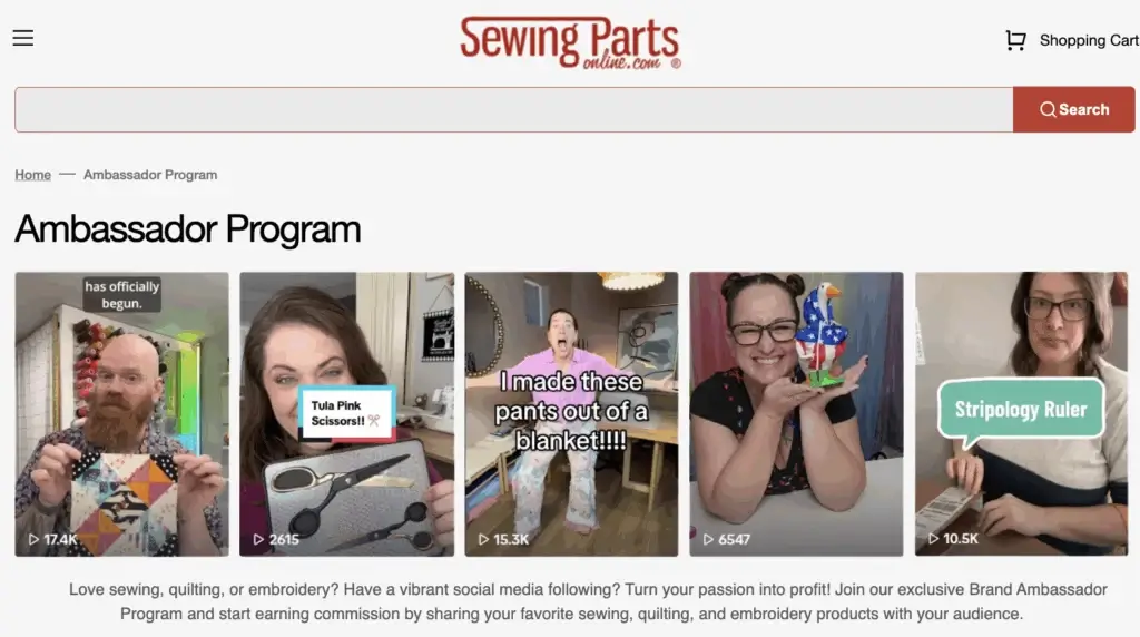 Sewing Parts Online Ambassador Program