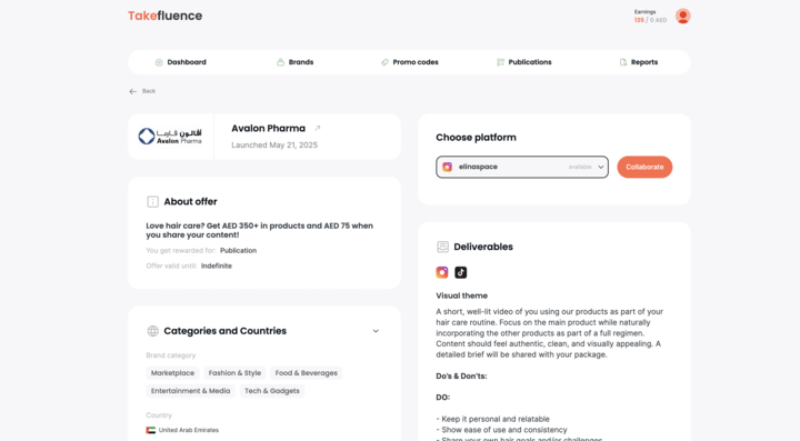Takefluence creator offers