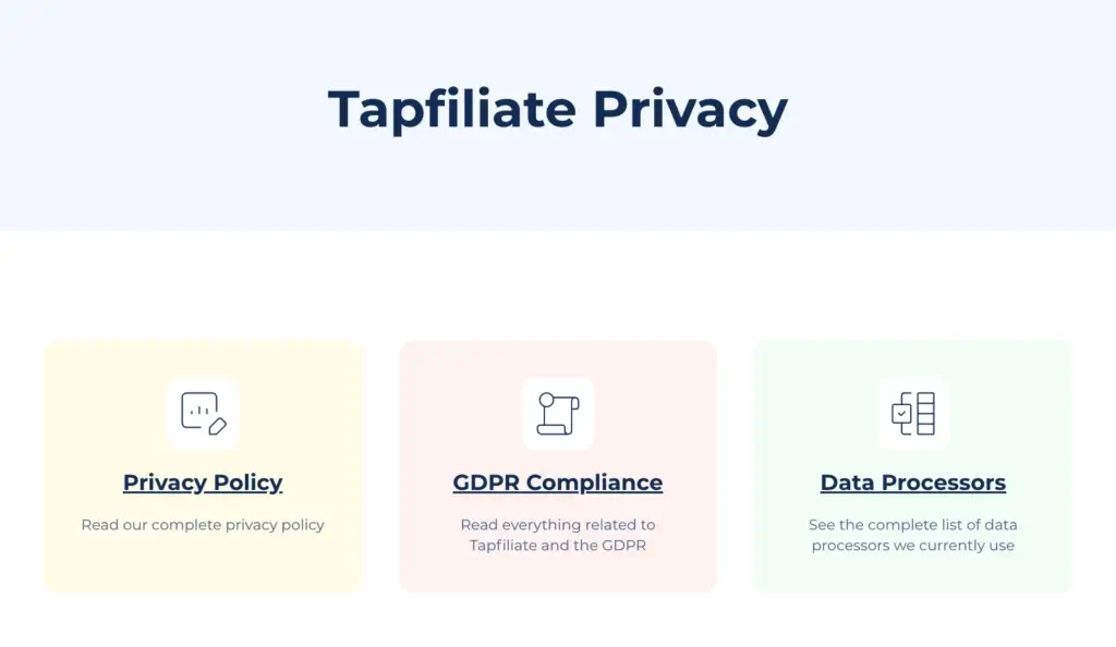 Tapfiliate Privacy